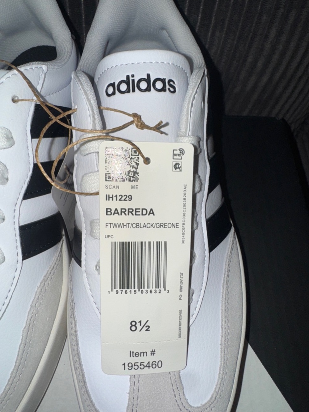 Brand New adidas White and Black Barreda Low-Top Sneakers - Picture 8 of 8